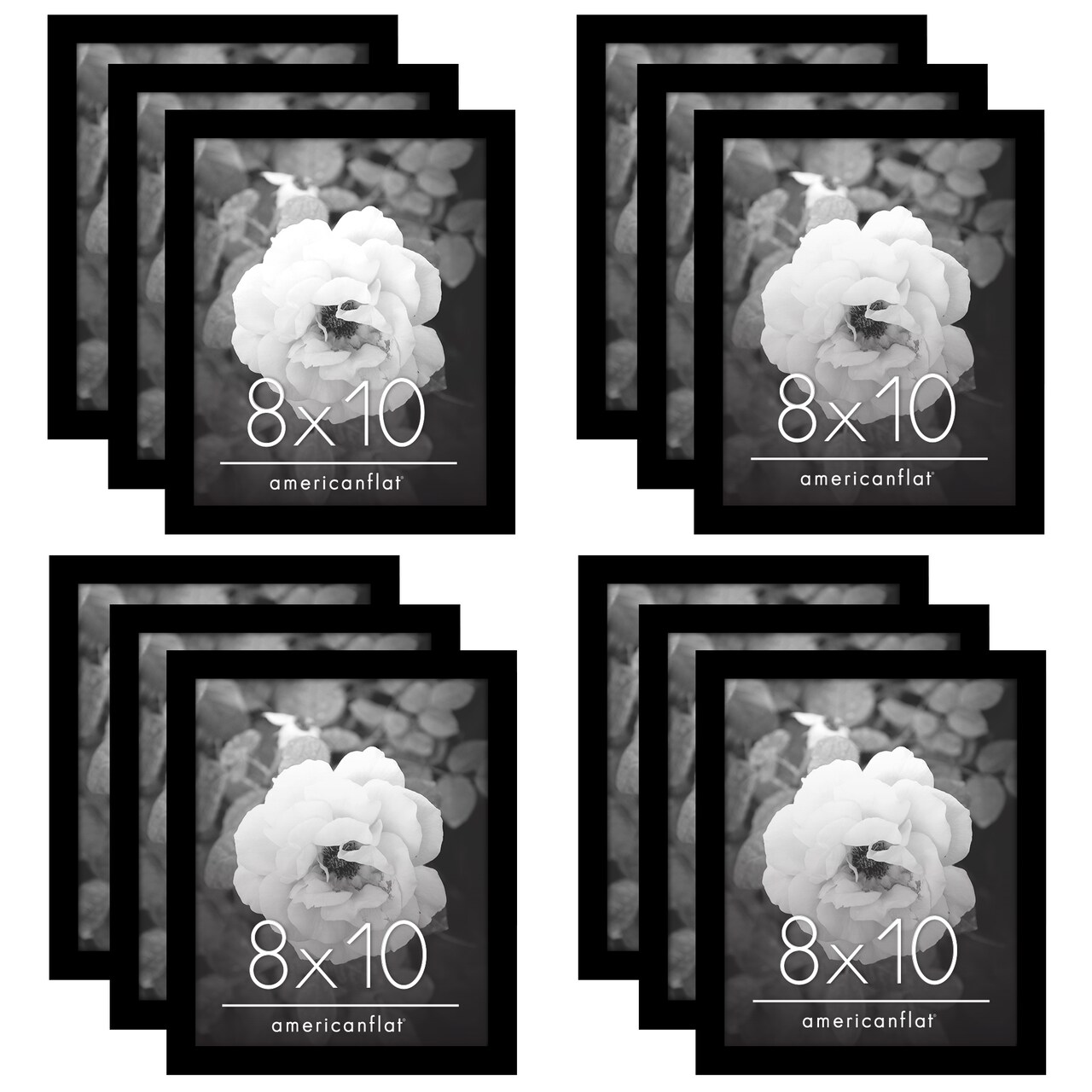 Americanflat Gallery Wall Picture Frames - Set of 12 - Picture Frame Set for Wall Collage - Plexiglass Cover - Hanging Hardware - Includes Easel - Black